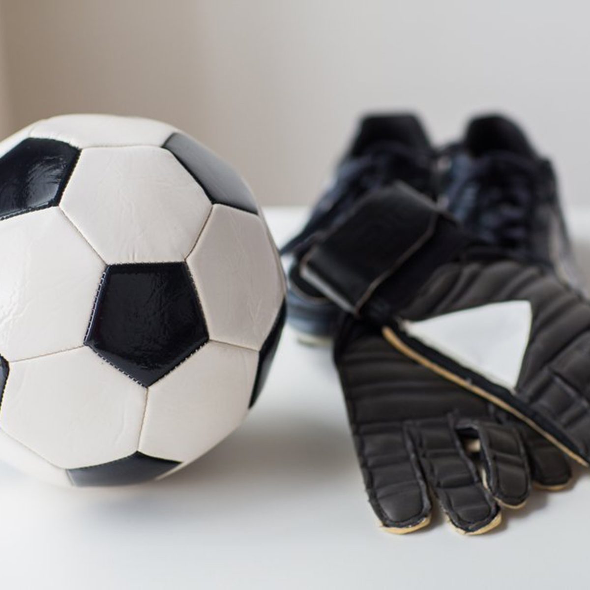 Soccer ball and gloves