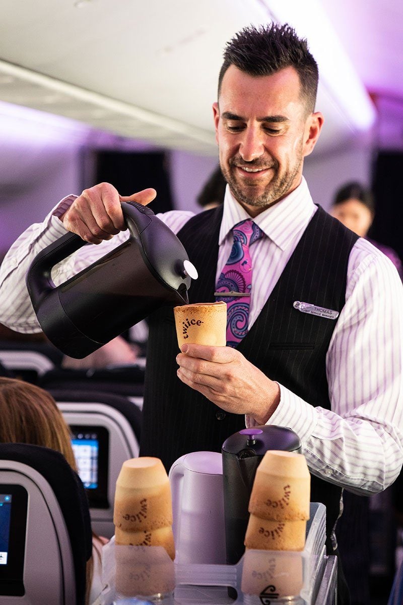 air new zealand edible coffee cups