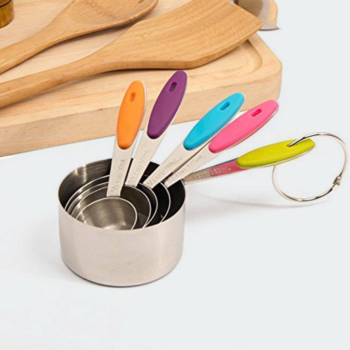 Measuring Cups and Spoons Set: U-Taste 18/8 Stainless Steel 12 Pieces Metal  Stacking Kitchen Baking Cooking Food Measure Set 7 Cups 5 Spoons