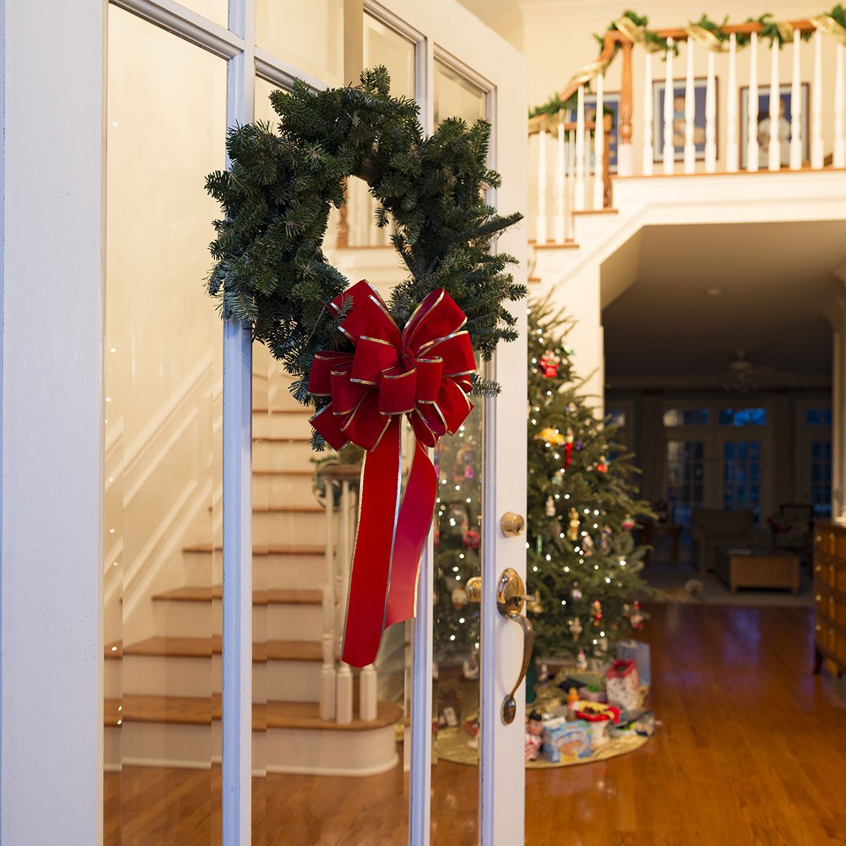 Wreath on entryway door