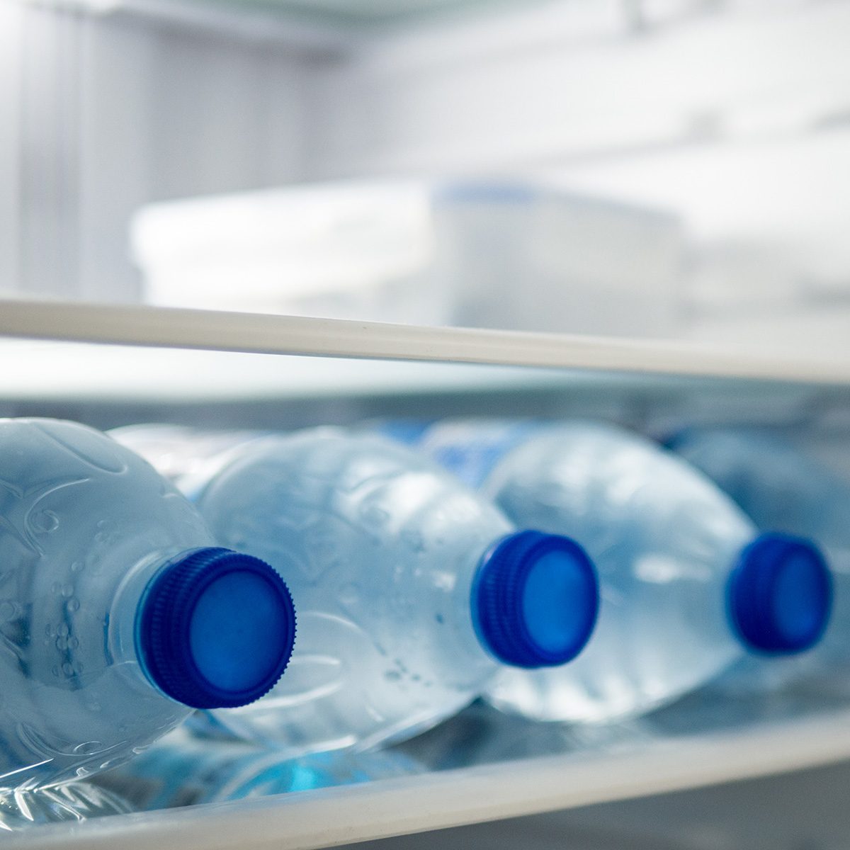 water bottles in refrigerator