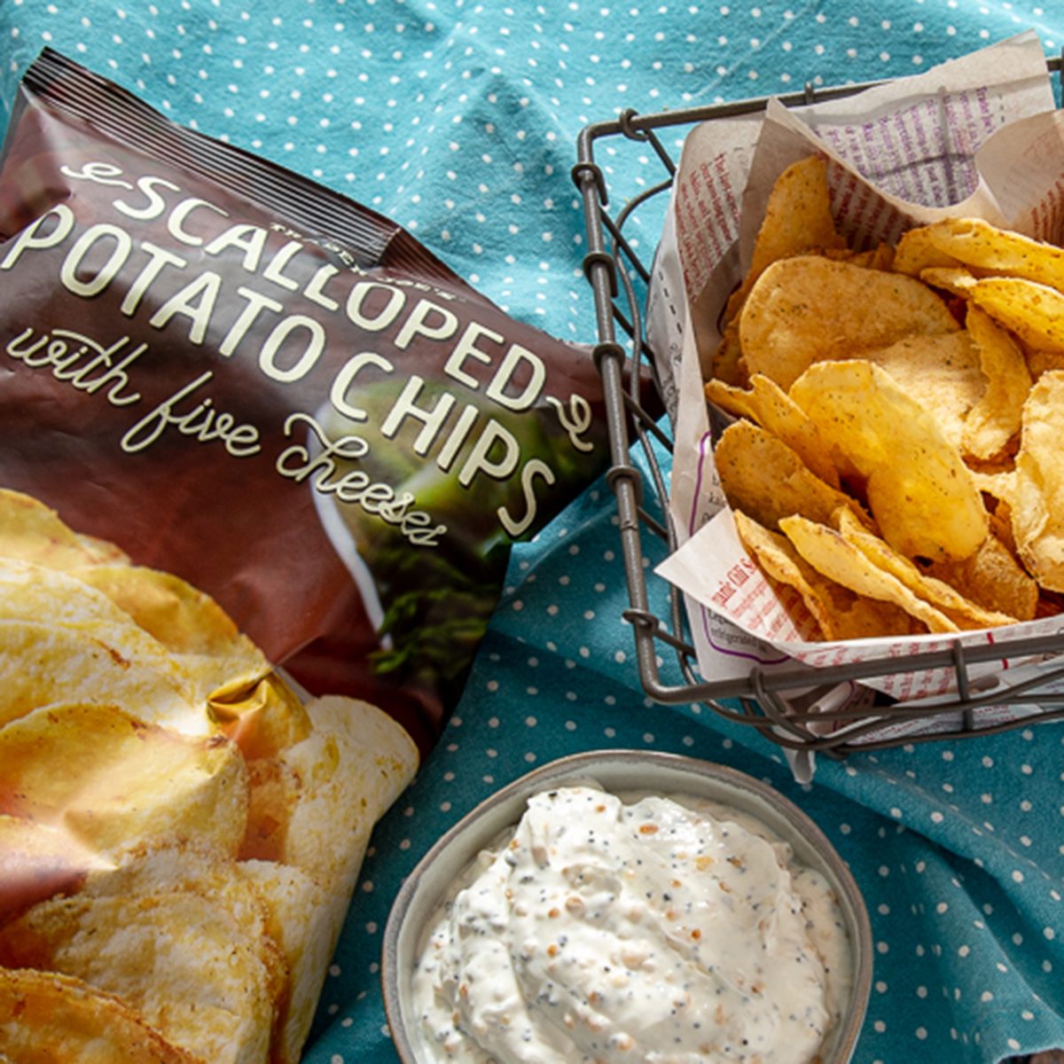 Scalloped Potato Chips with Five Cheeses