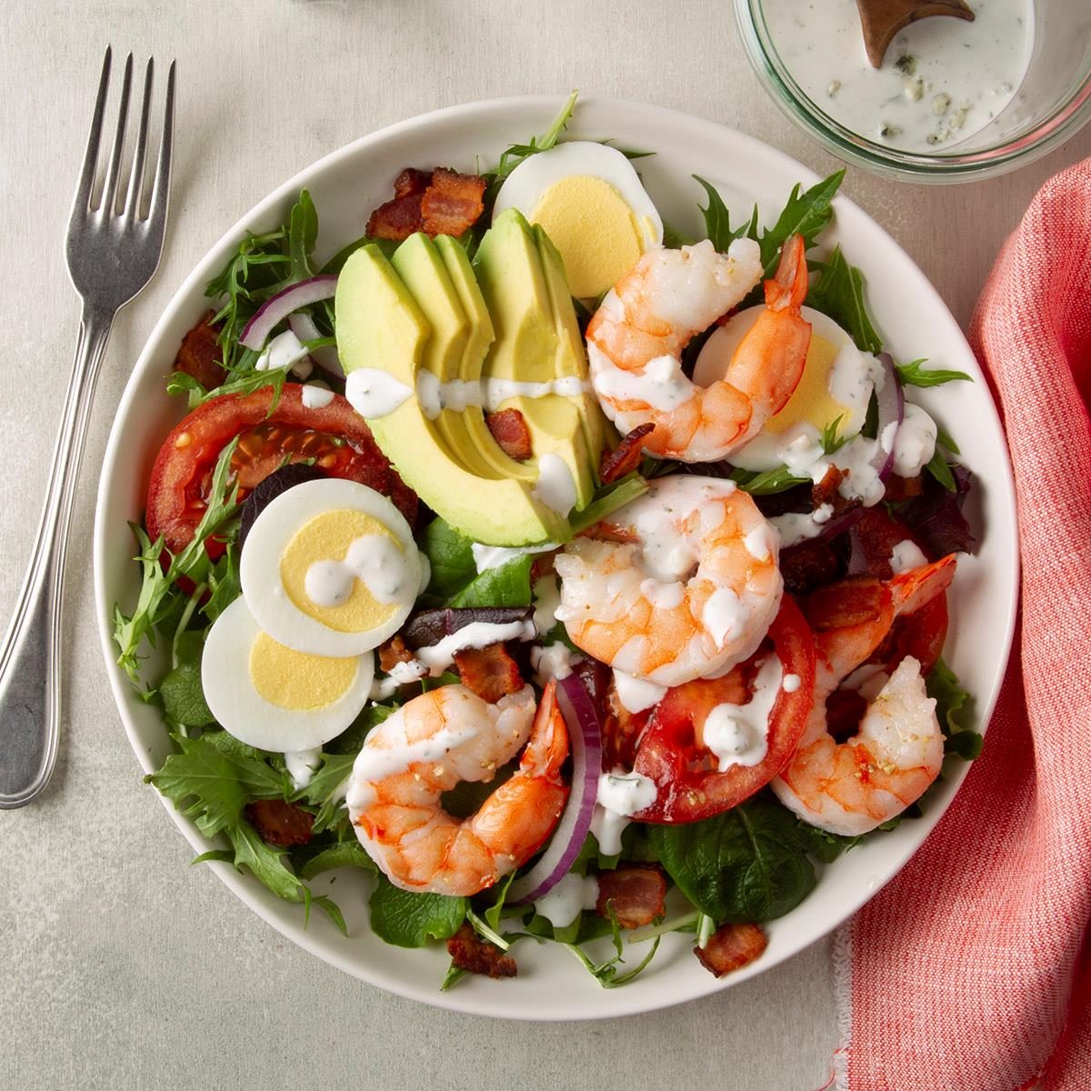 Healthy Grilled Shrimp Cobb Salad - Sweet Savory and Steph