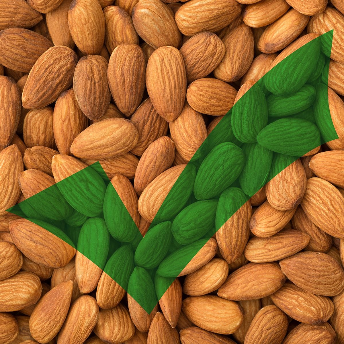 Almonds with green check mark