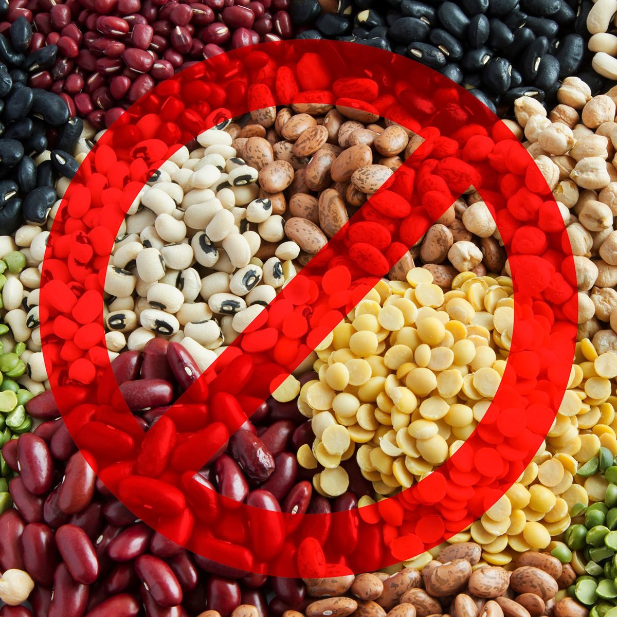 Legumes with the no symbol over them