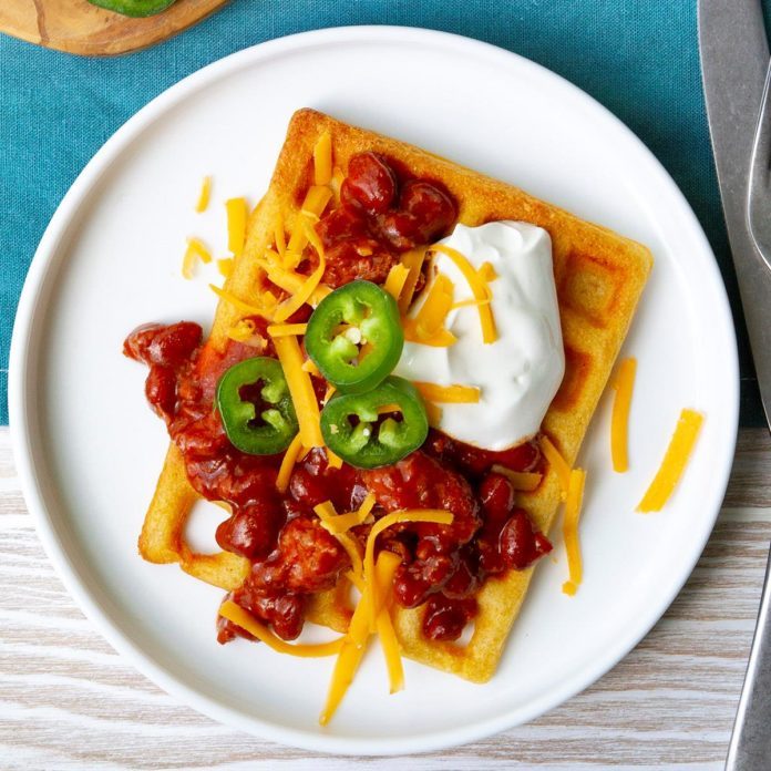 Runner-Up: Chili-Topped Cornbread Waffles