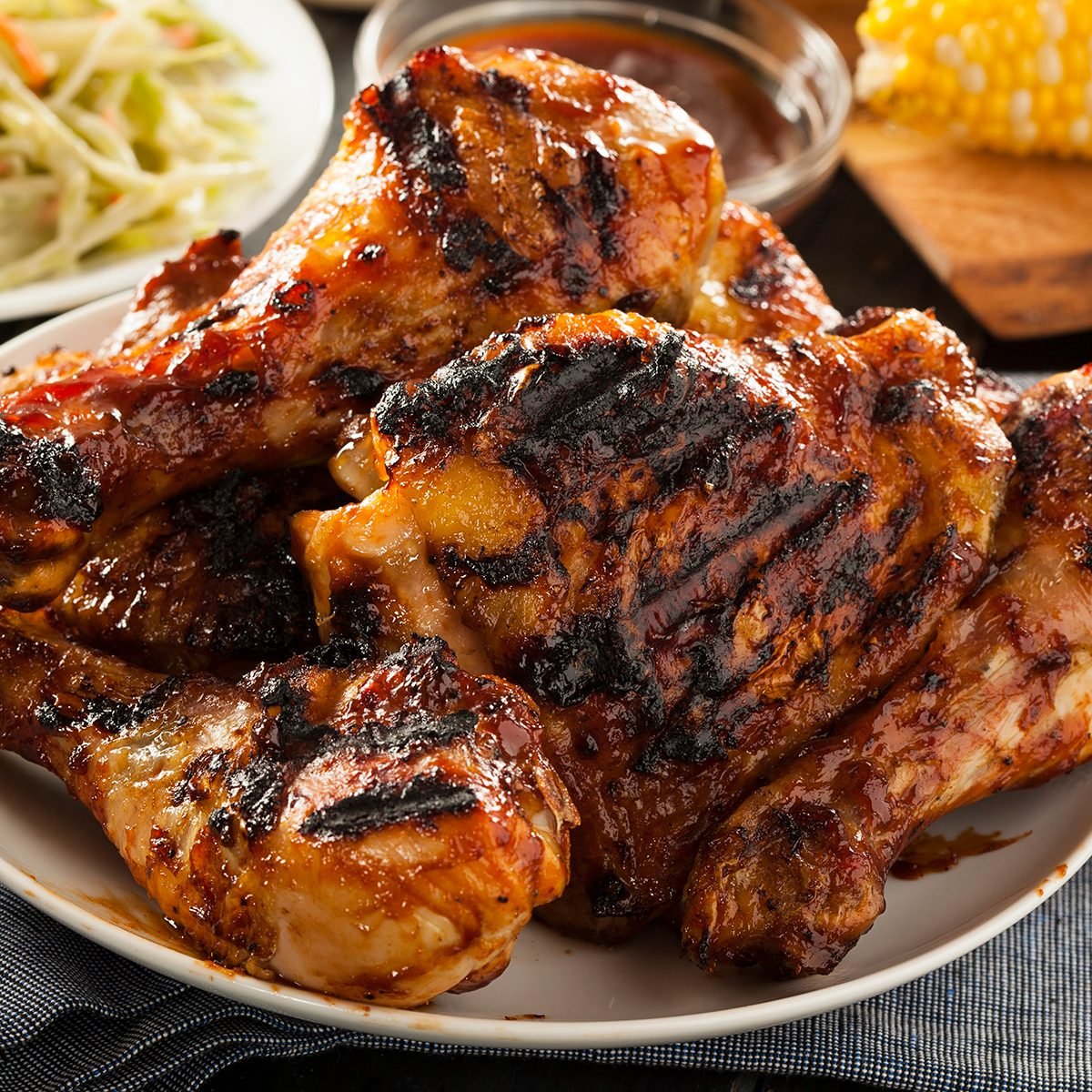 Homemade Grilled Barbecue Chicken with all the Sides