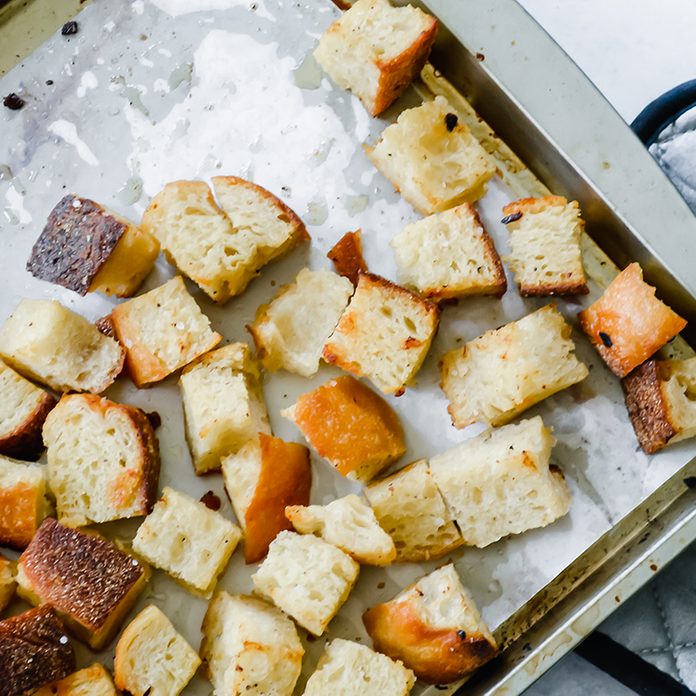 Golden brown croutons