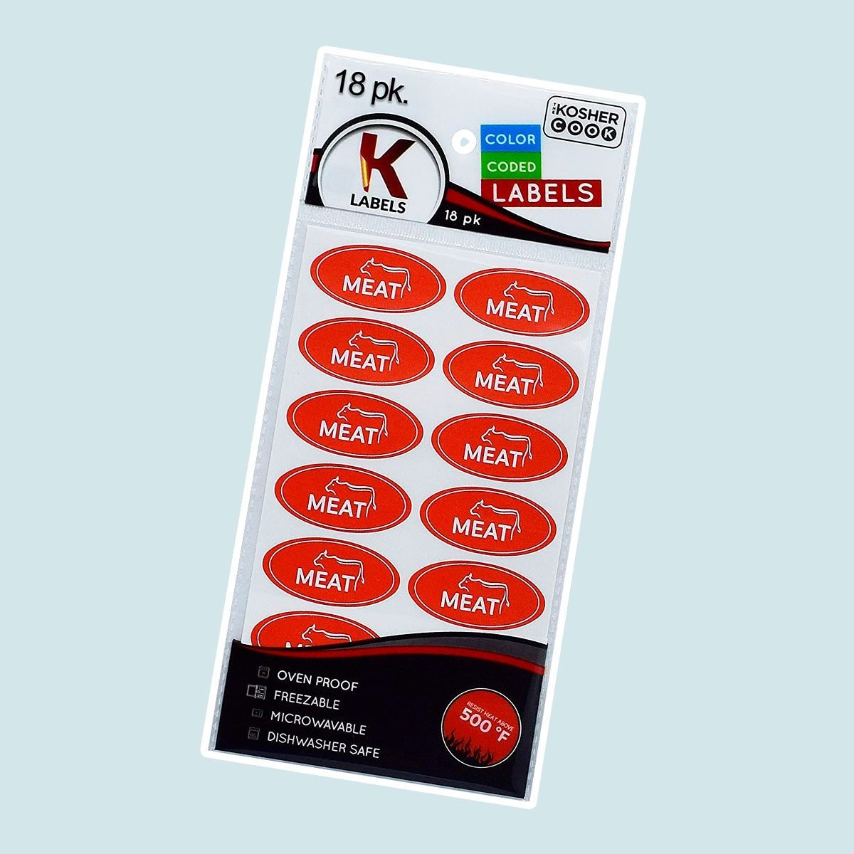 18 Meat Red Kosher Labels