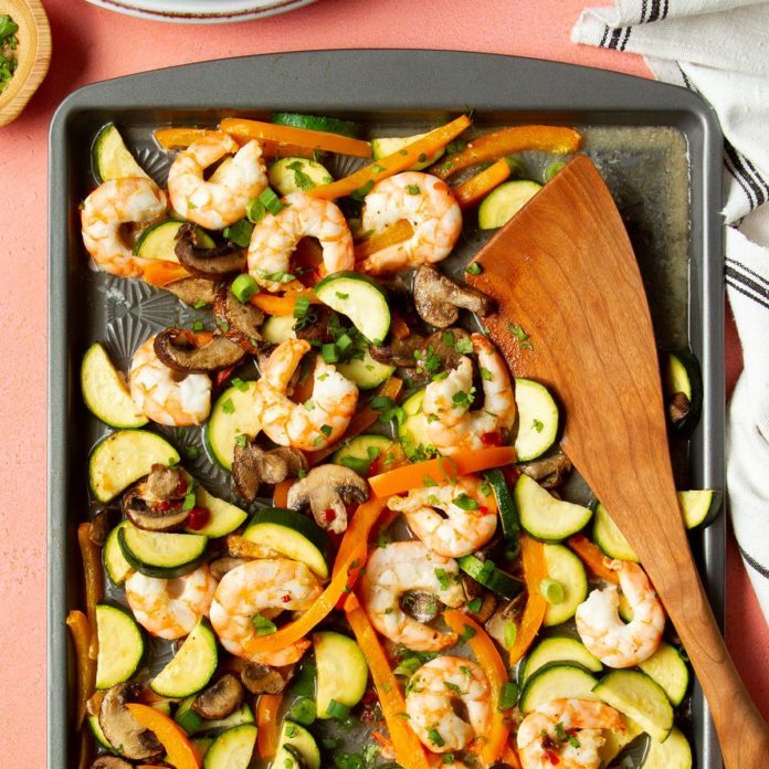 1st Place: One-Pan Sweet Chili Shrimp and Veggies