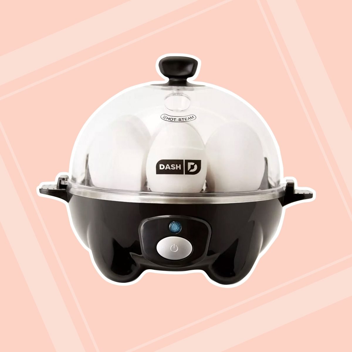 Egg Cooker with Built-In Timer, Poaching Tray, Stainless Steel Lid