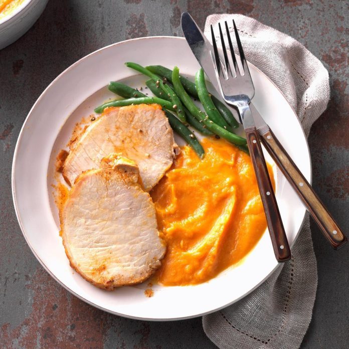 Day 1: Cajun Pork Loin with Sweet Potato Puree