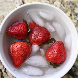 Strawberries in the ice bath