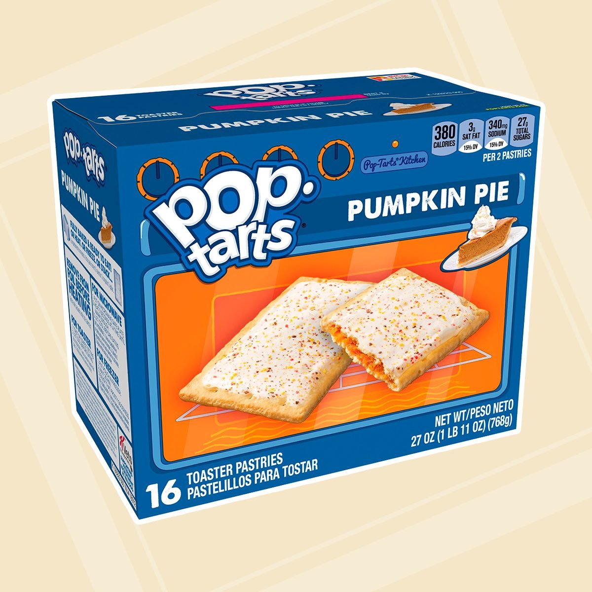 Pop-Tarts, Breakfast Toaster Pastries, Frosted Pumpkin Pie, 8 Ct, 27 Oz square