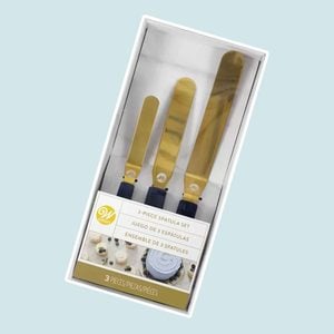 Wilton Navy Blue and Gold Icing Spatula Set 3pc
