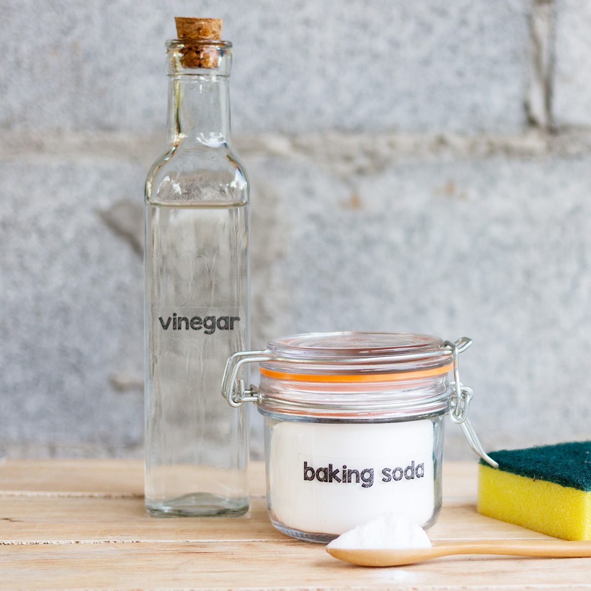 baking soda on wooden table