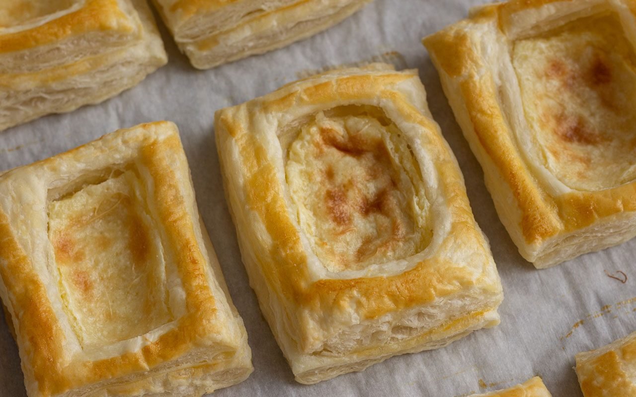 Cheese Danish on a baking sheet. starbucks cheese danish copycat