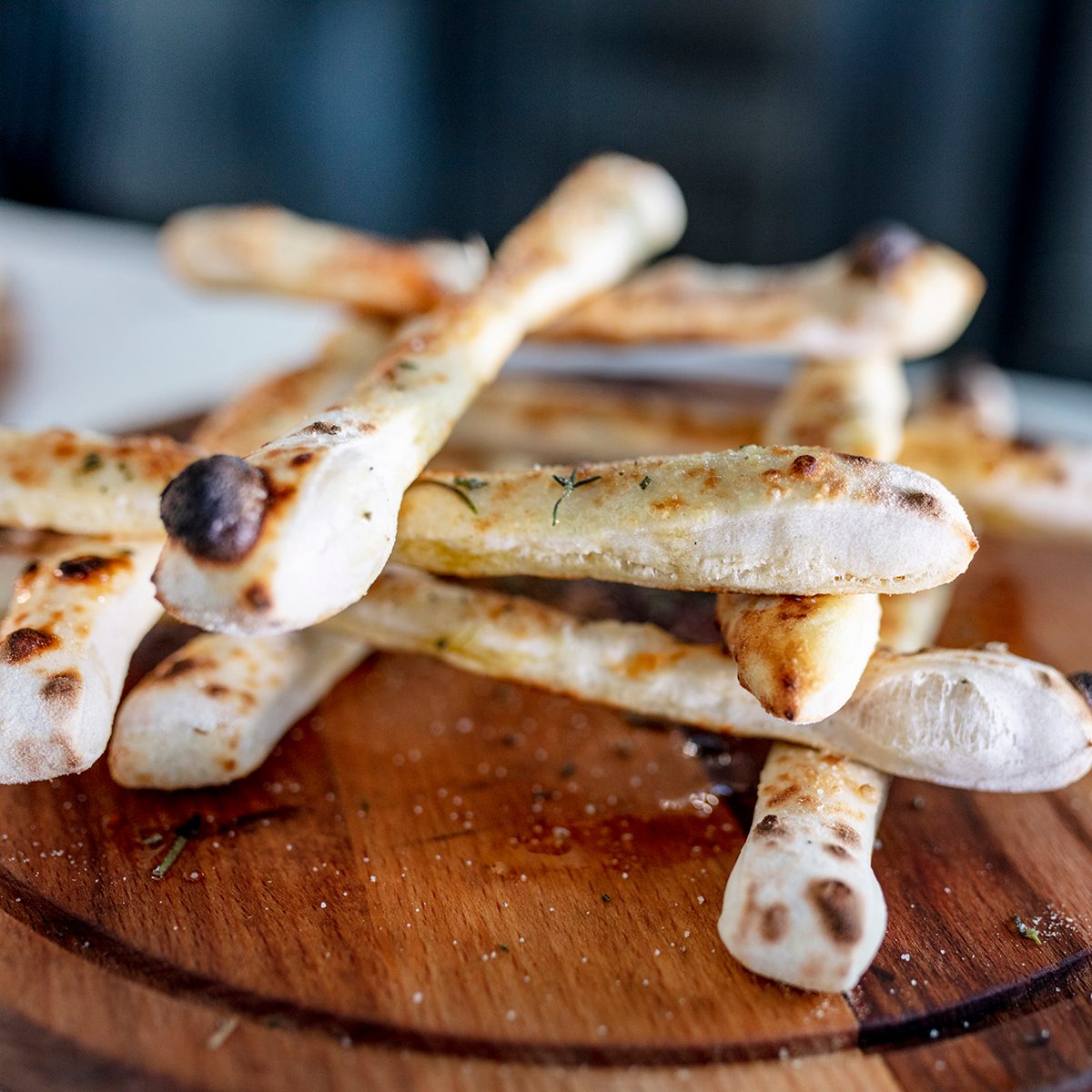 Close Up From Fresh Baked Grissini Pizza Sticks