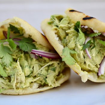 Reina Pepiada Arepas from Venezuela. Includes Chicken Avocado Salad