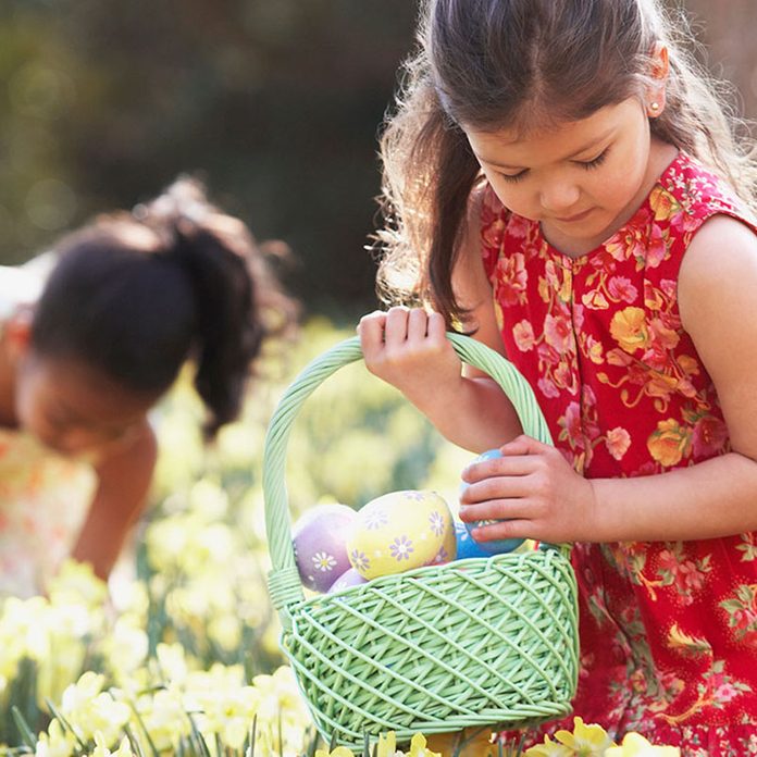 Girls Searching For Easter Eggs