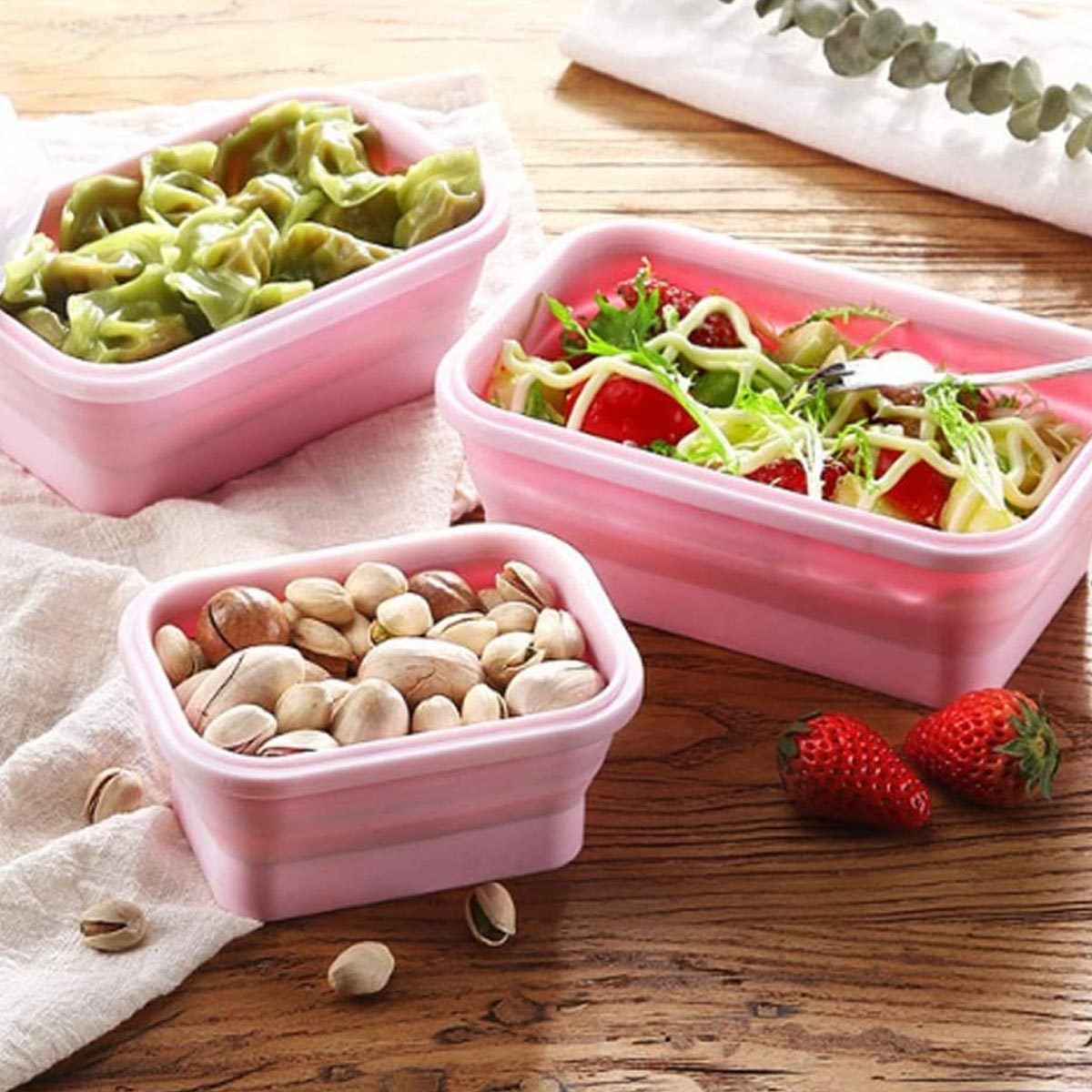 Kitchen Silicon Food Storage Meal Prep Containers Set Lunch Box