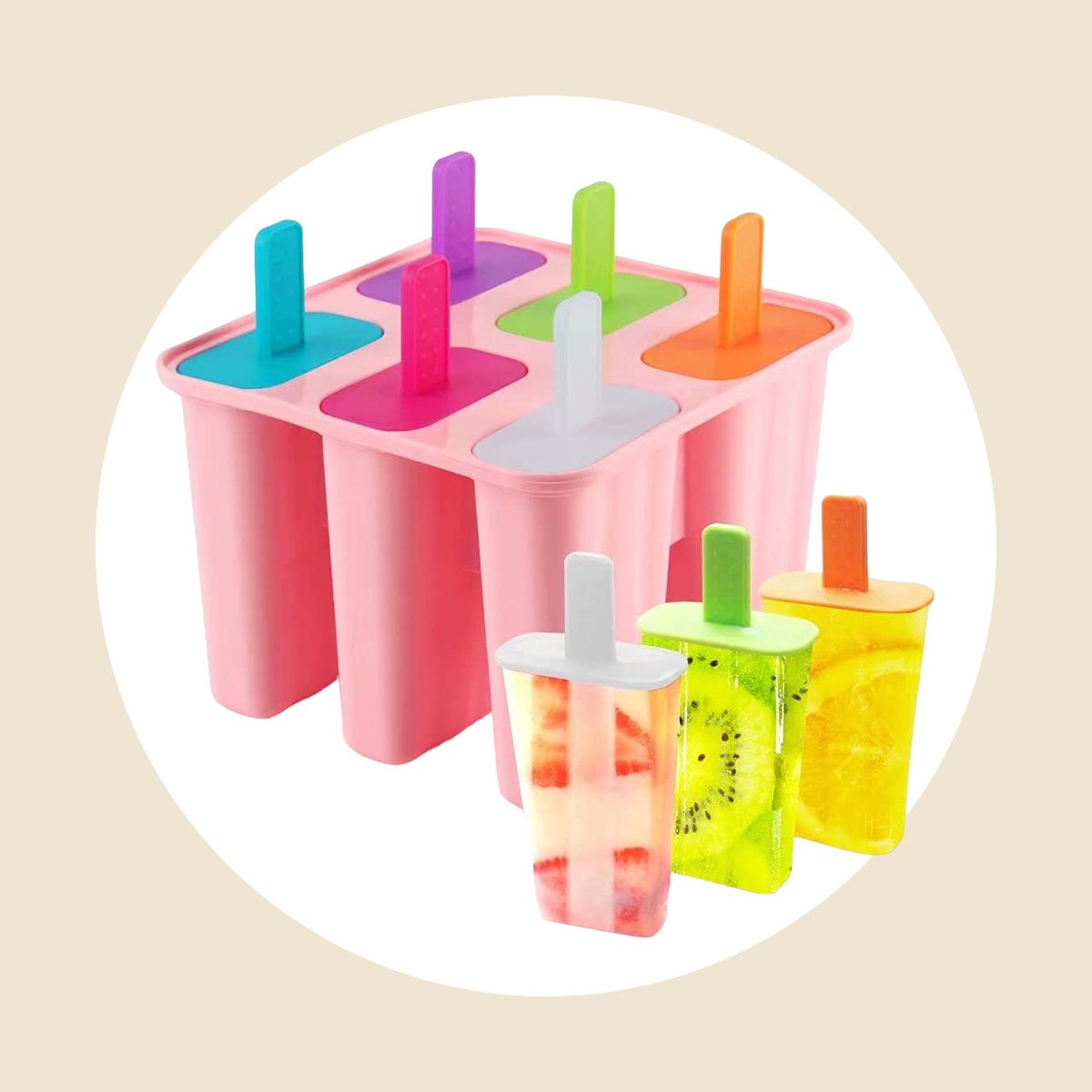 Tovolo Tikis Silicone Popsicle Molds Set with Base, Set of 4 
