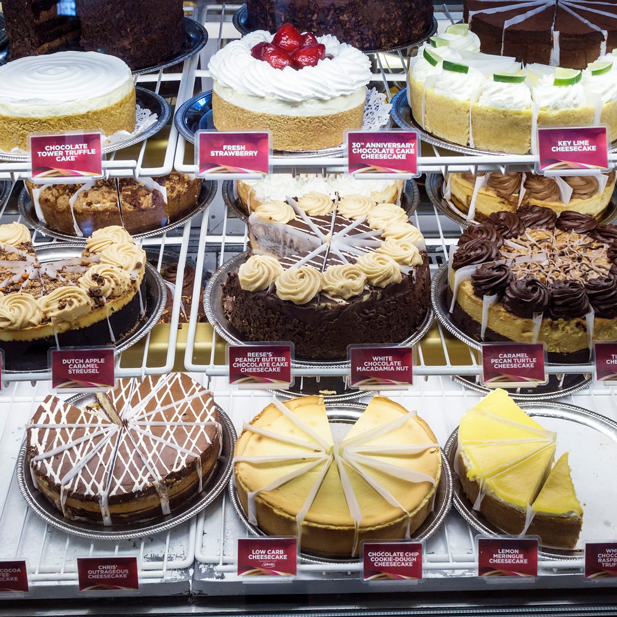 cheesecake factory secrets The refrigerated display case at the Cheesecake Factory at Coastland Center Shopping Mall. (Photo by: Jeffrey Greenberg/Universal Images Group via Getty Images)