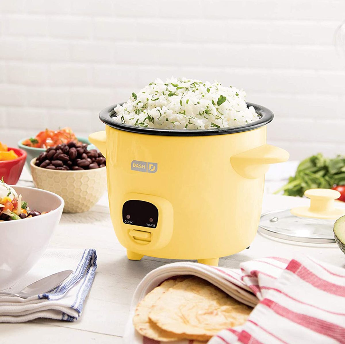 Dash DRCM200RMCM04 Mini Rice Cooker Steamer with Removable Nonstick Pot, Keep Warm Function & Recipe Guide, Yellow