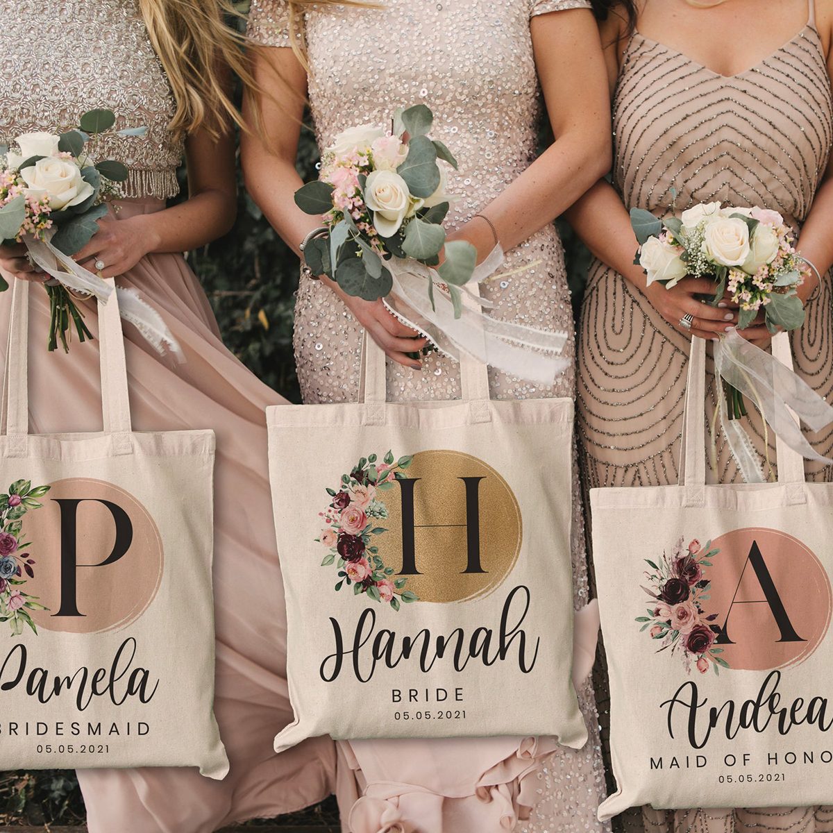 bridesmaid gifts Personalized Name Canvas Tote Bag