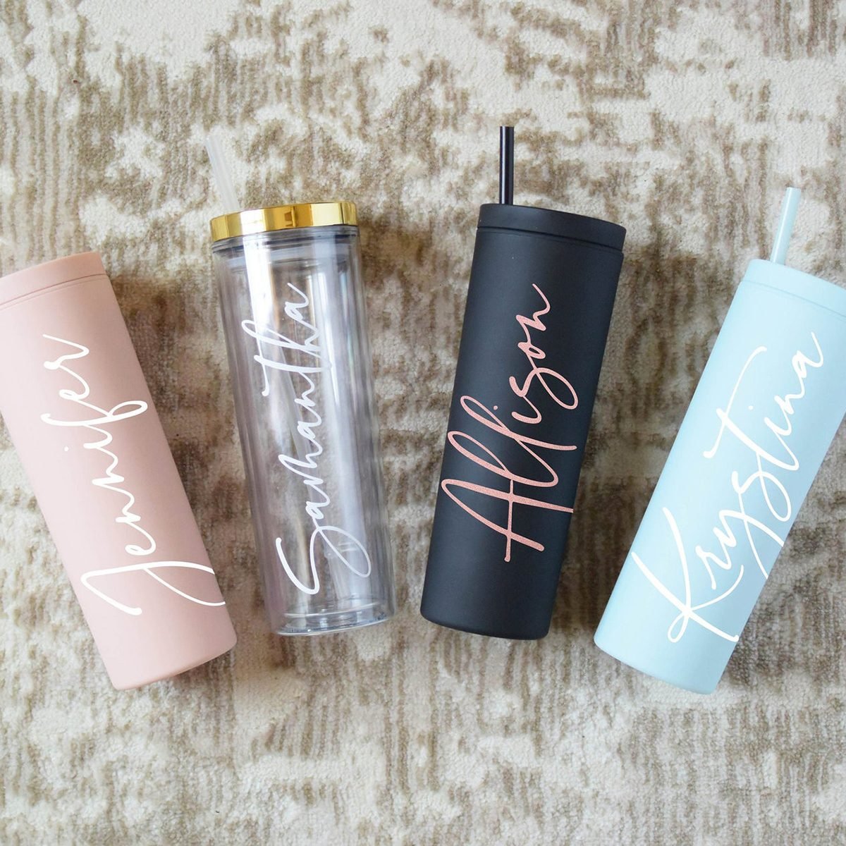 bridesmaid gifts Personalized Tumbler With Lid And Straw