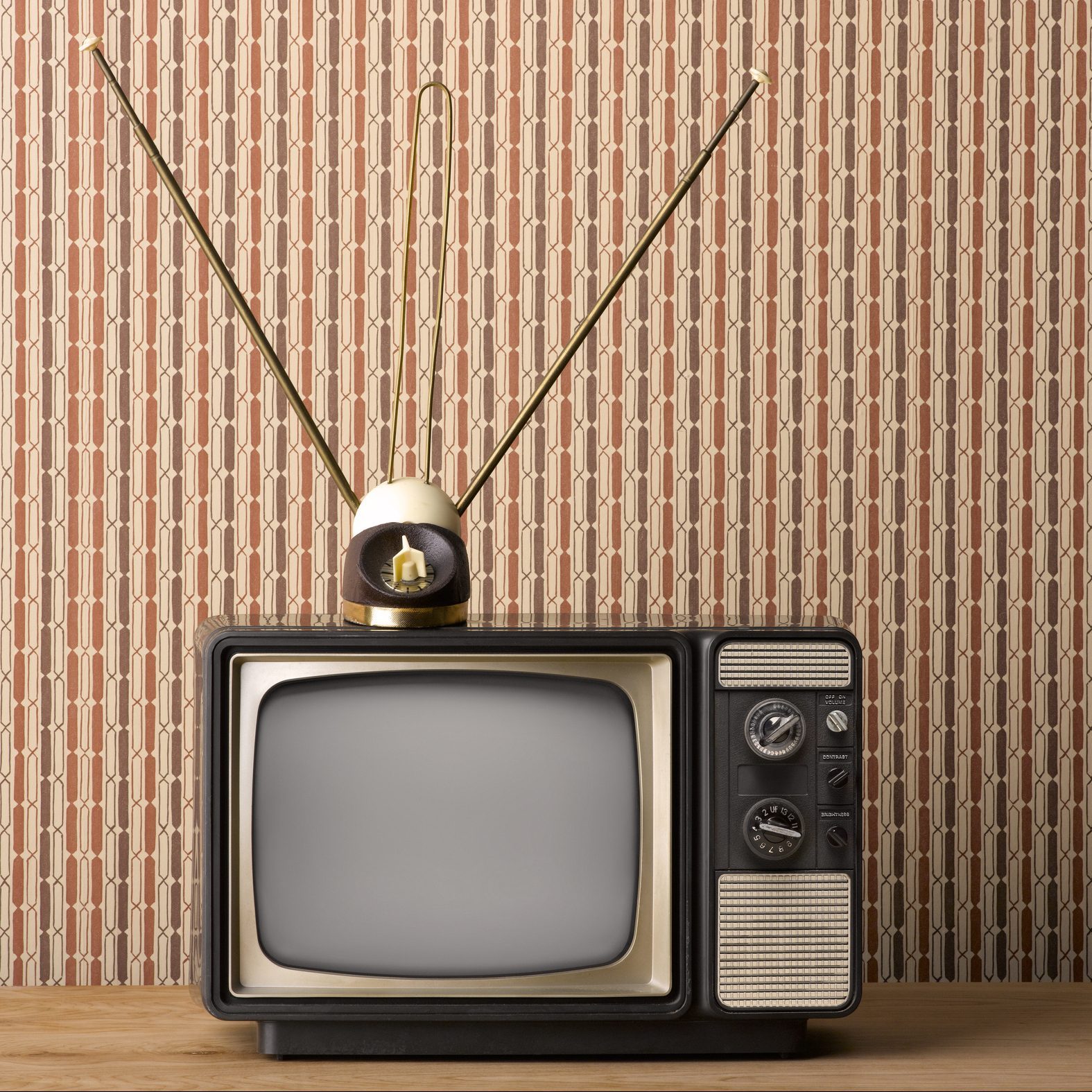 Vintage TV with Rabbit Ear Antenna