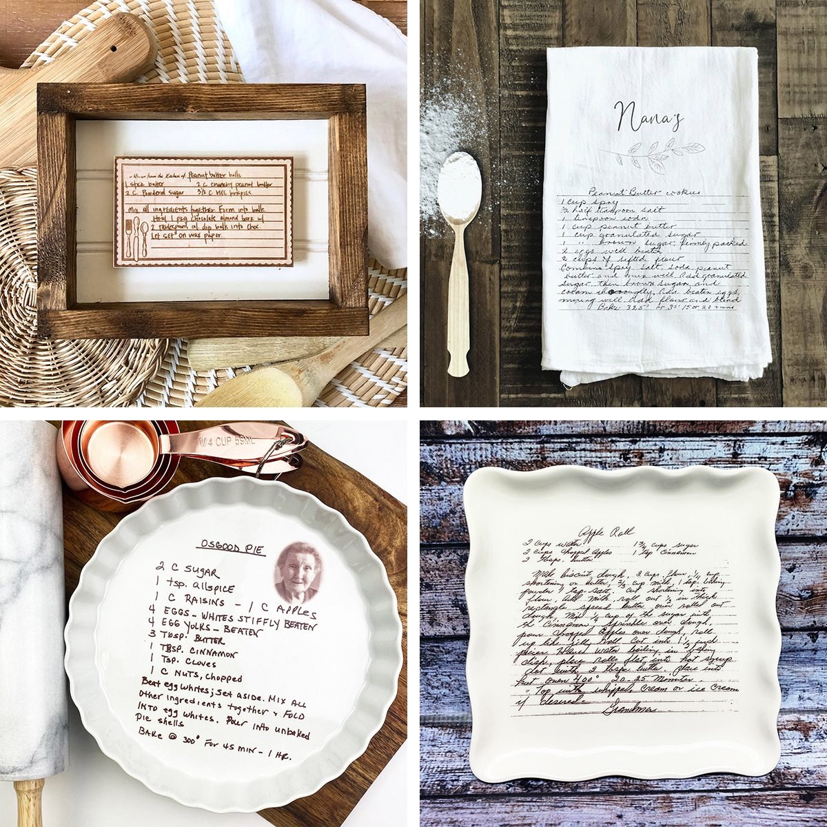 Personalized Handwritten Recipe Gifts Grid Collage