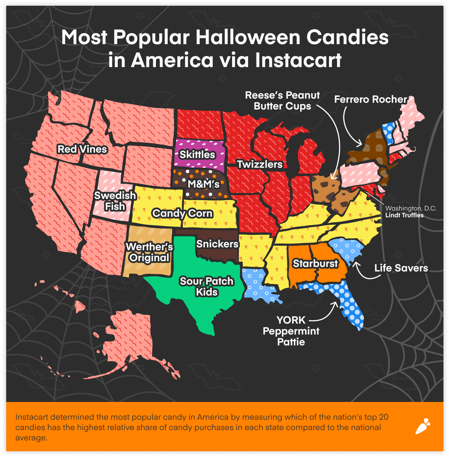 Map Of Each State's Favorite Halloween Candy (Spoiler: Some states have really  bad taste) - Zippia