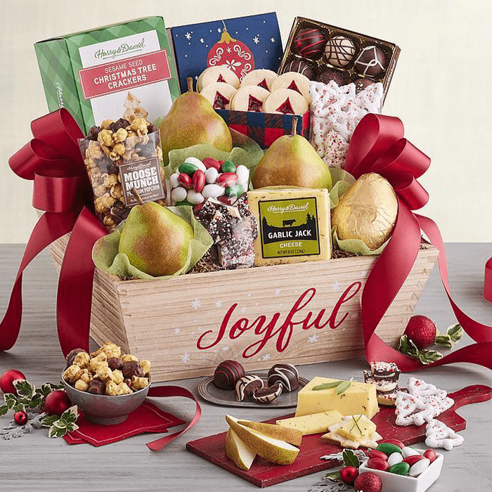 Happy Holidays Gift Basket | Chocolate Covered Gluten Free Pretzels [4 Flavors] Gourmet Holiday Gift | Same Day Delivery Items for Christmas, New