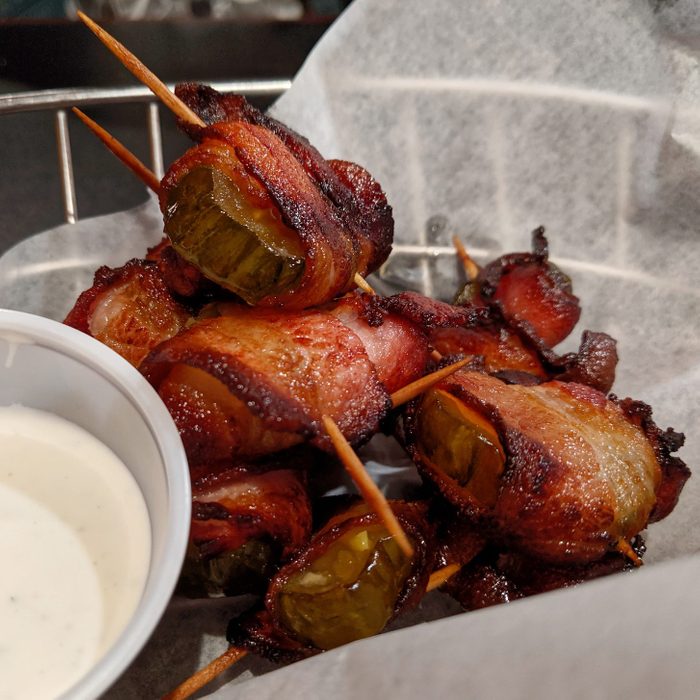 Bacon covered pickles