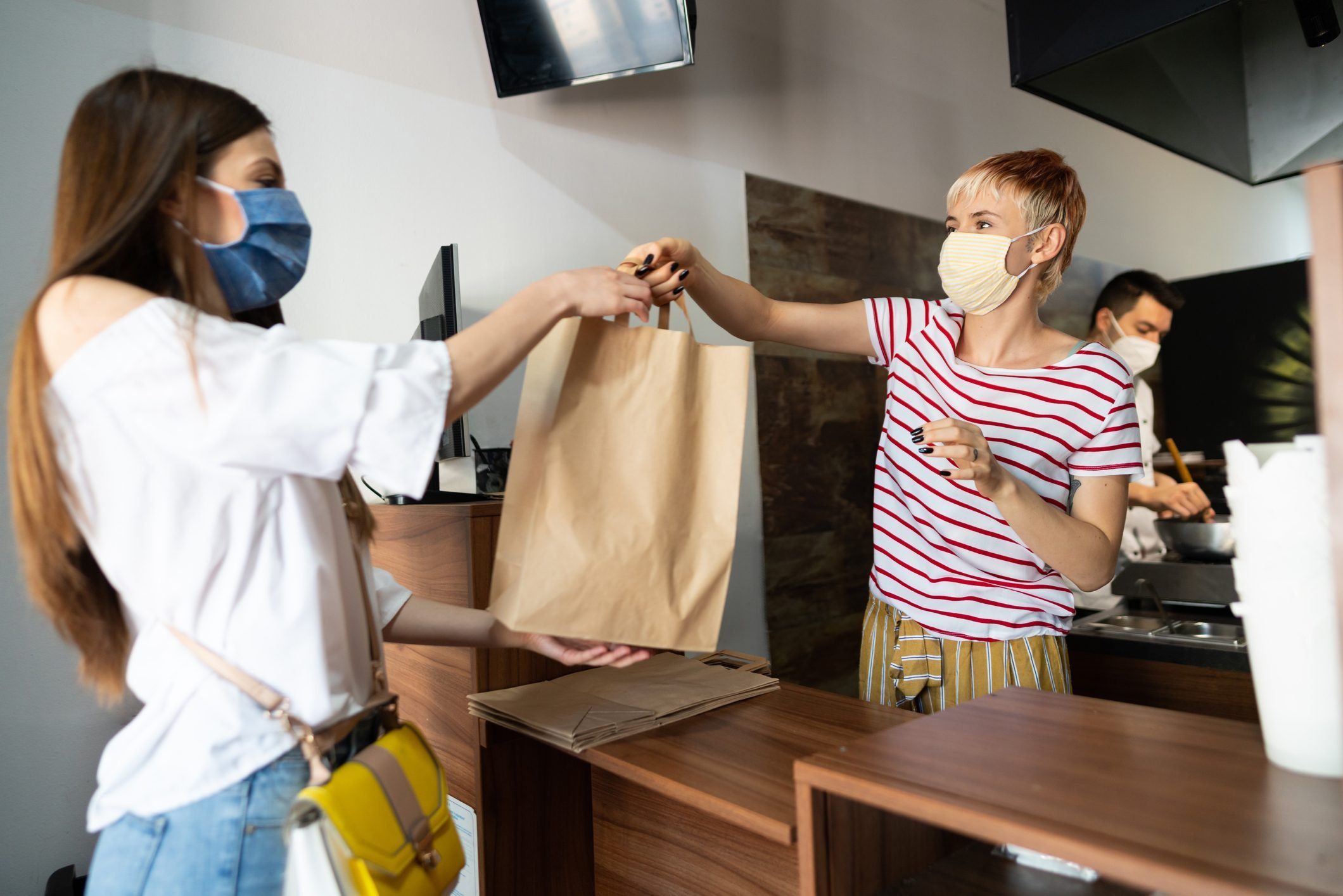 Picking Up Food From A Restaurant During Coronavirus Pandemic