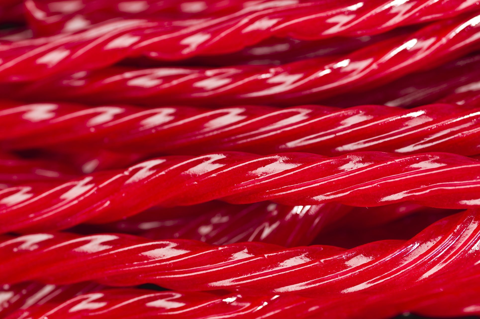 Red licorice twists full frame