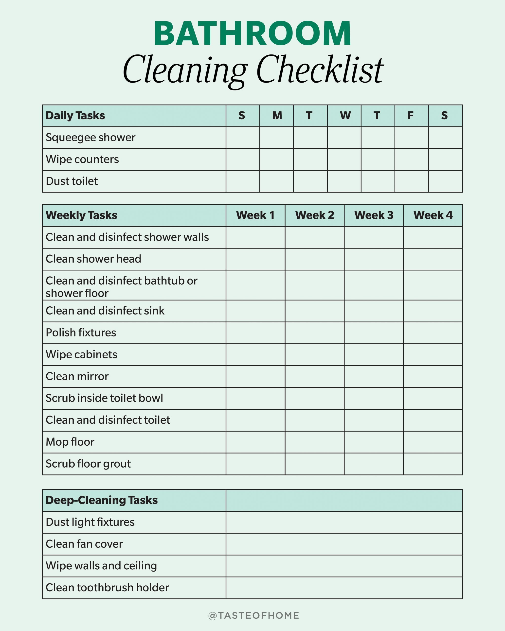 The Ultimate Step By Step Bathroom Cleaning Guide Printable Checklist 