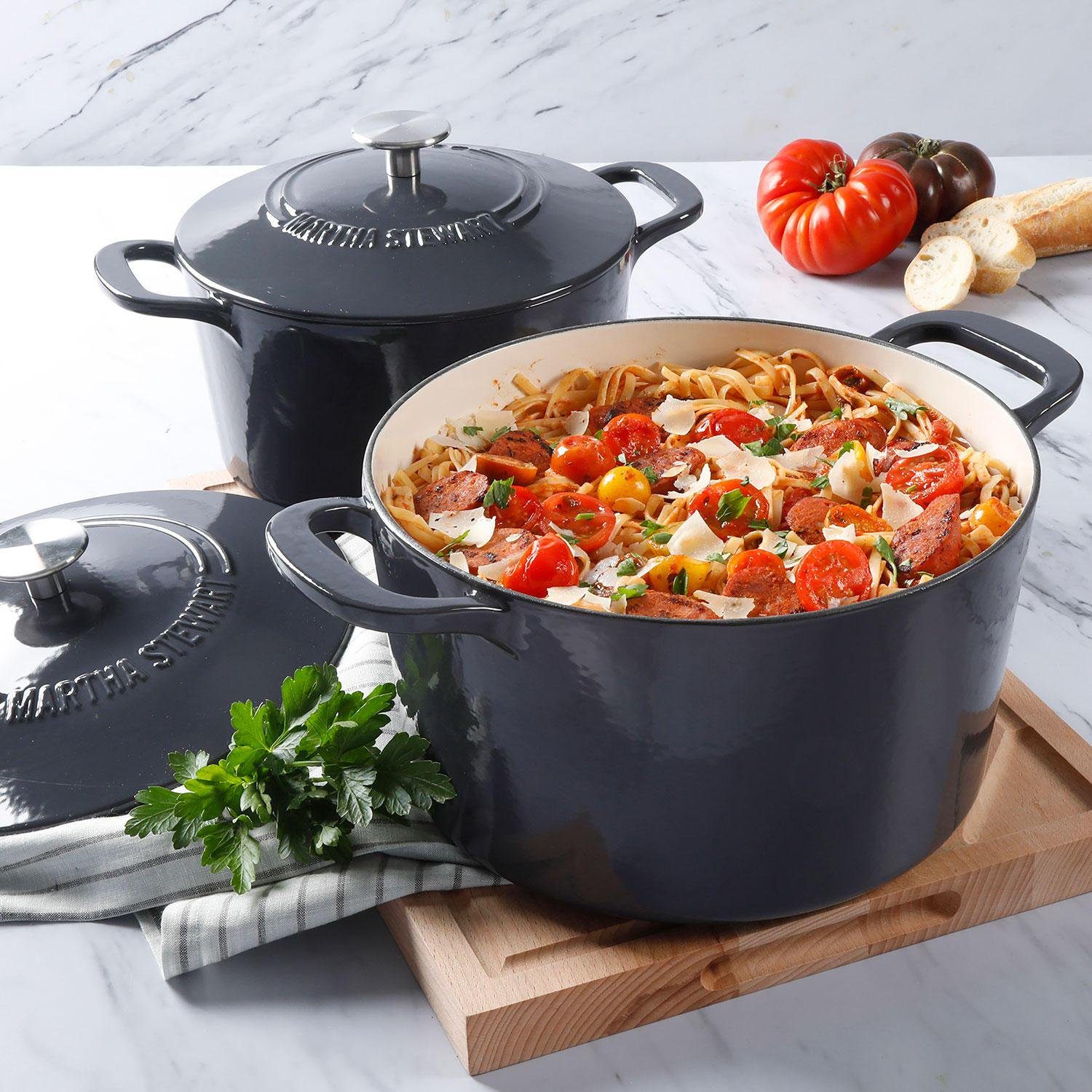 Martha Stewart Collection 4-Qt. Enameled Cast Iron Round Dutch Oven,  Created For Macy'S