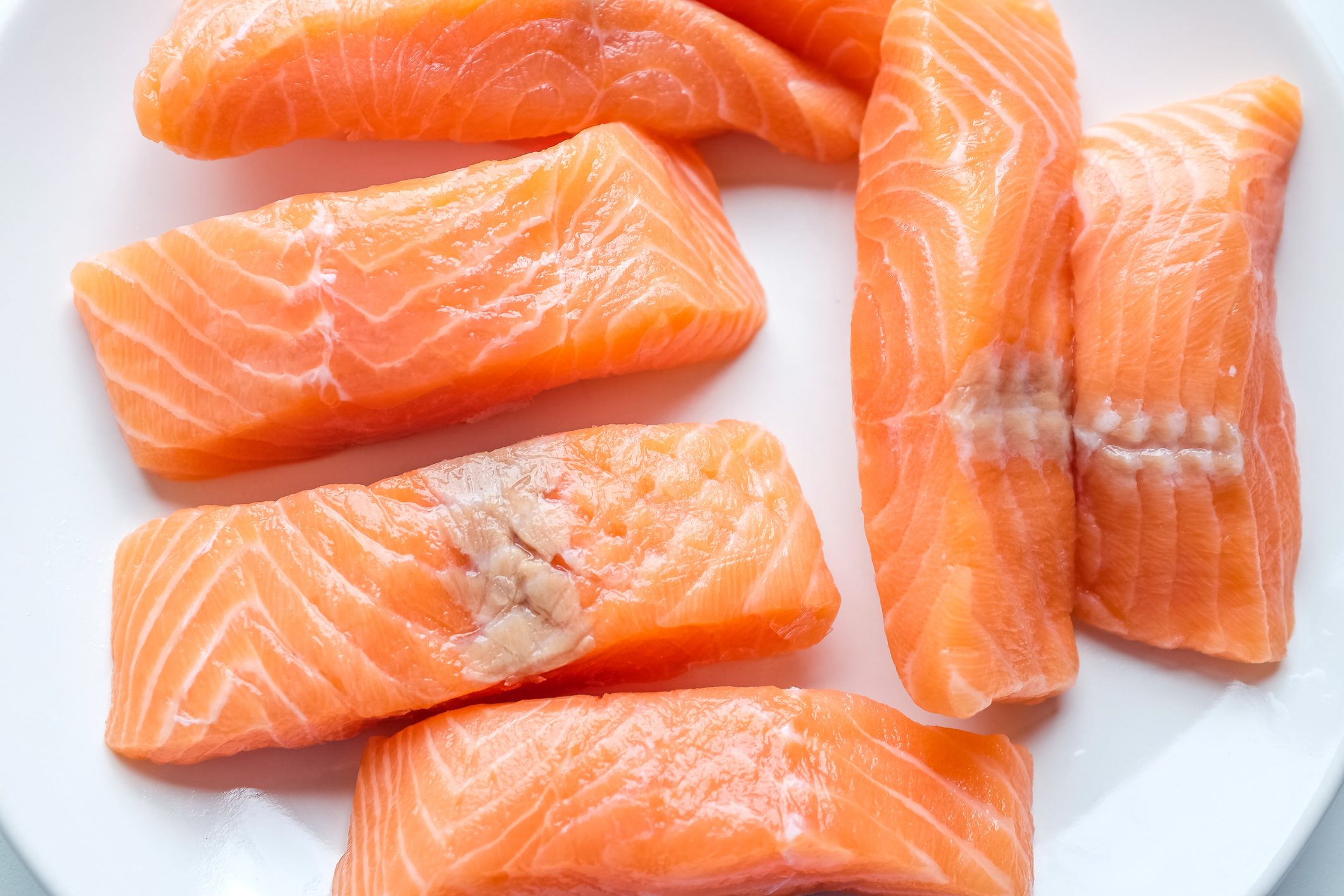 Plate of raw salmon