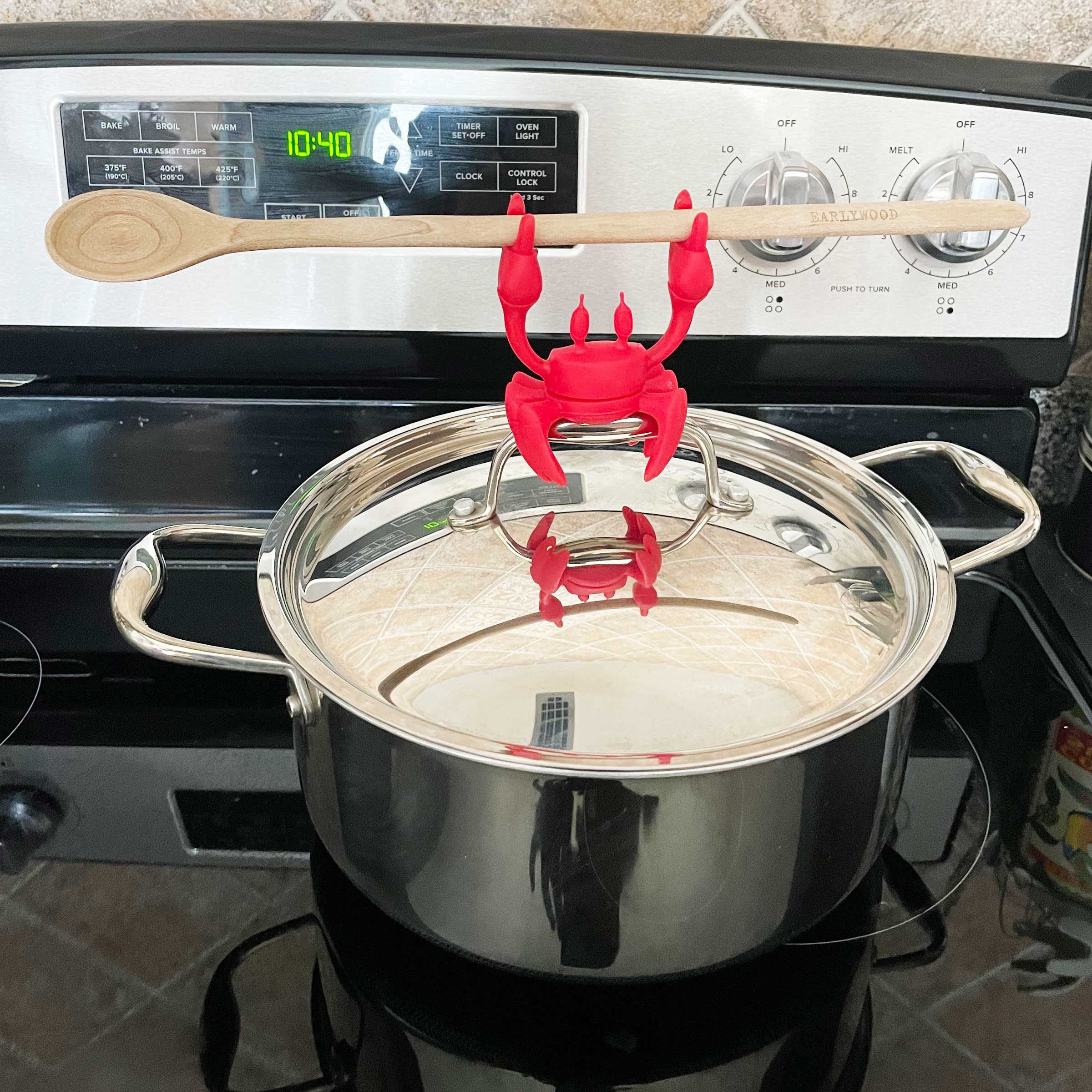  Crab Spoon Rest & Steam Releaser, Silicone Spoon Rest