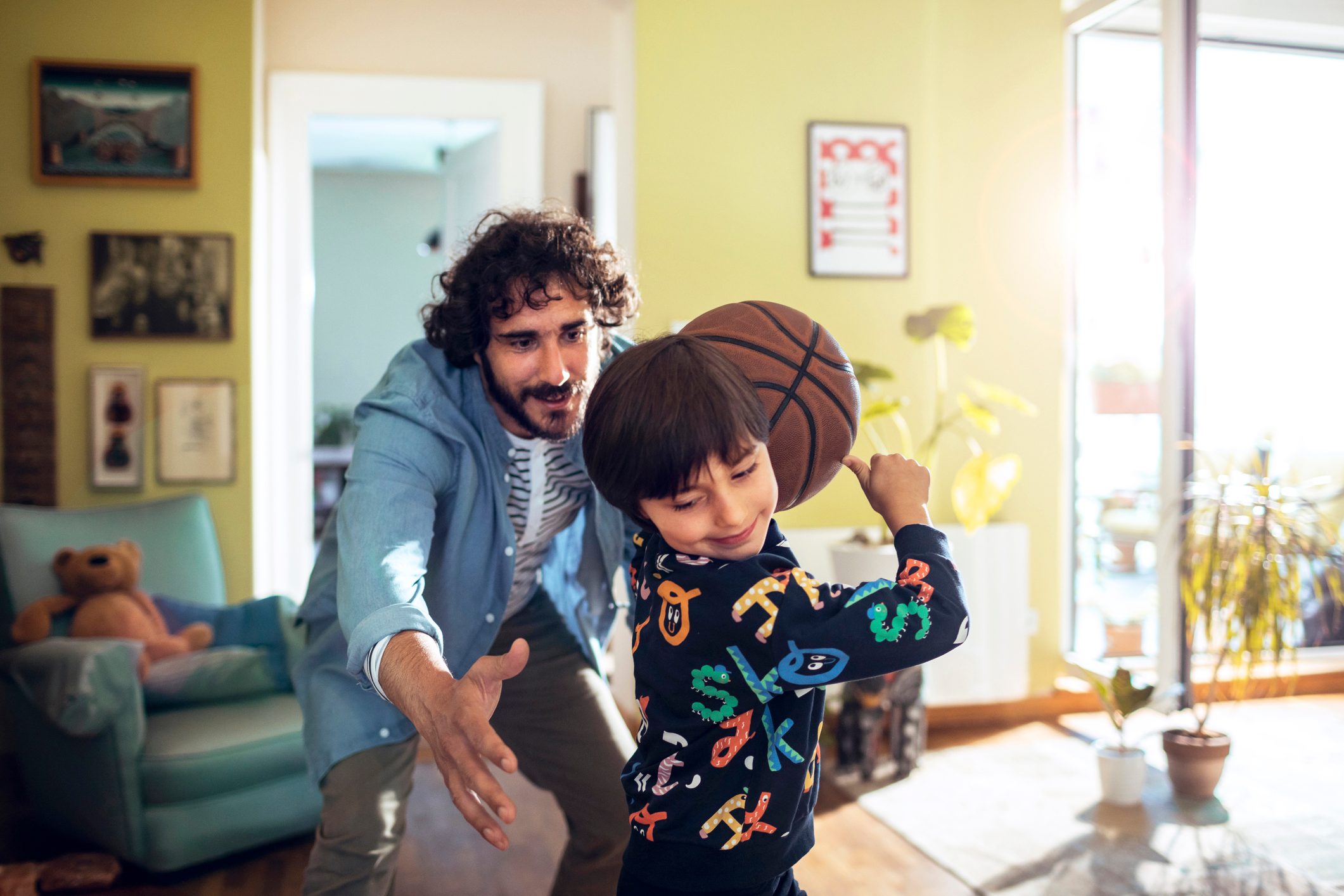 Father and son playing around