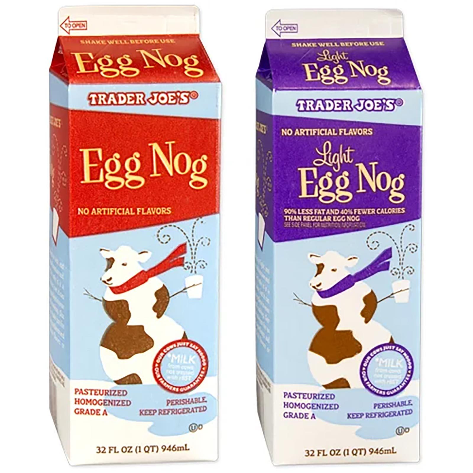 Regular And Light Egg Nog Cartons, Side By Side