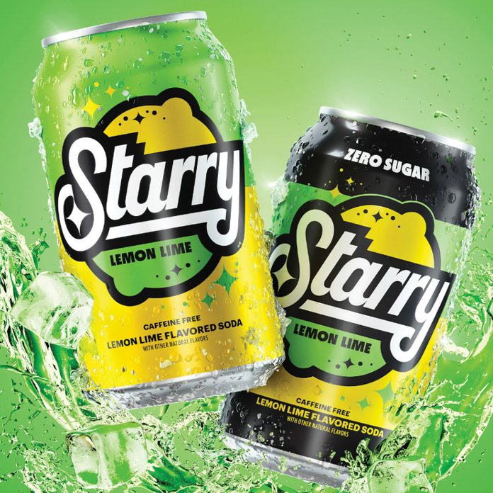 Starry Soda Cans, A Lemon Lime Drink