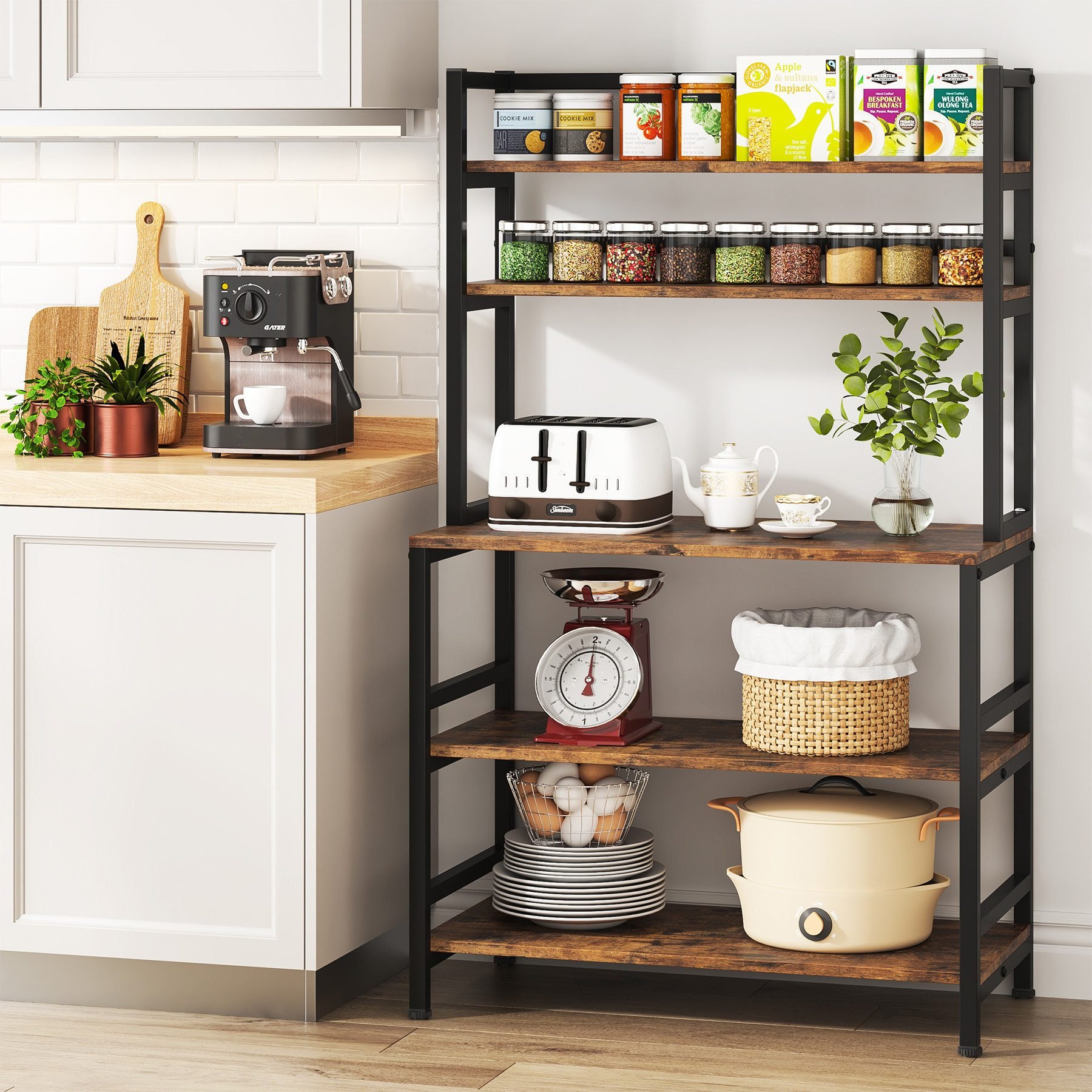 17 Stories Geyer 31.5in Iron Standard Bakers Rack With Microwave Compatibility Ecomm Via Wayfair.com  ?w=1800