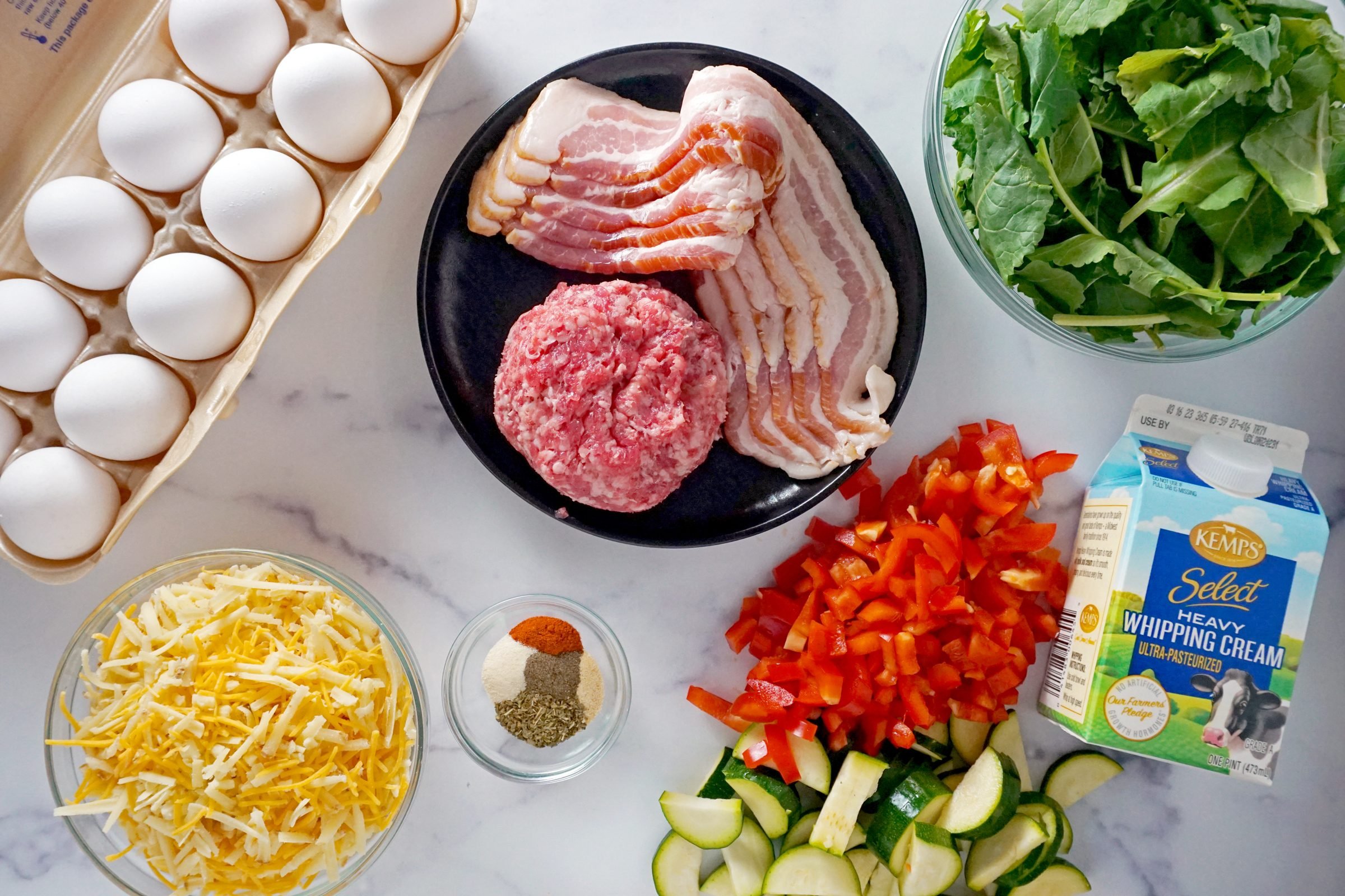 Ingredients for a keto breakfast on a kitchen counter