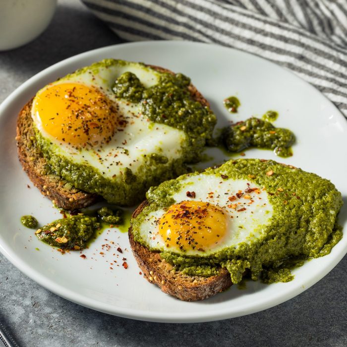 Healthy Organic Pesto Egg Toast