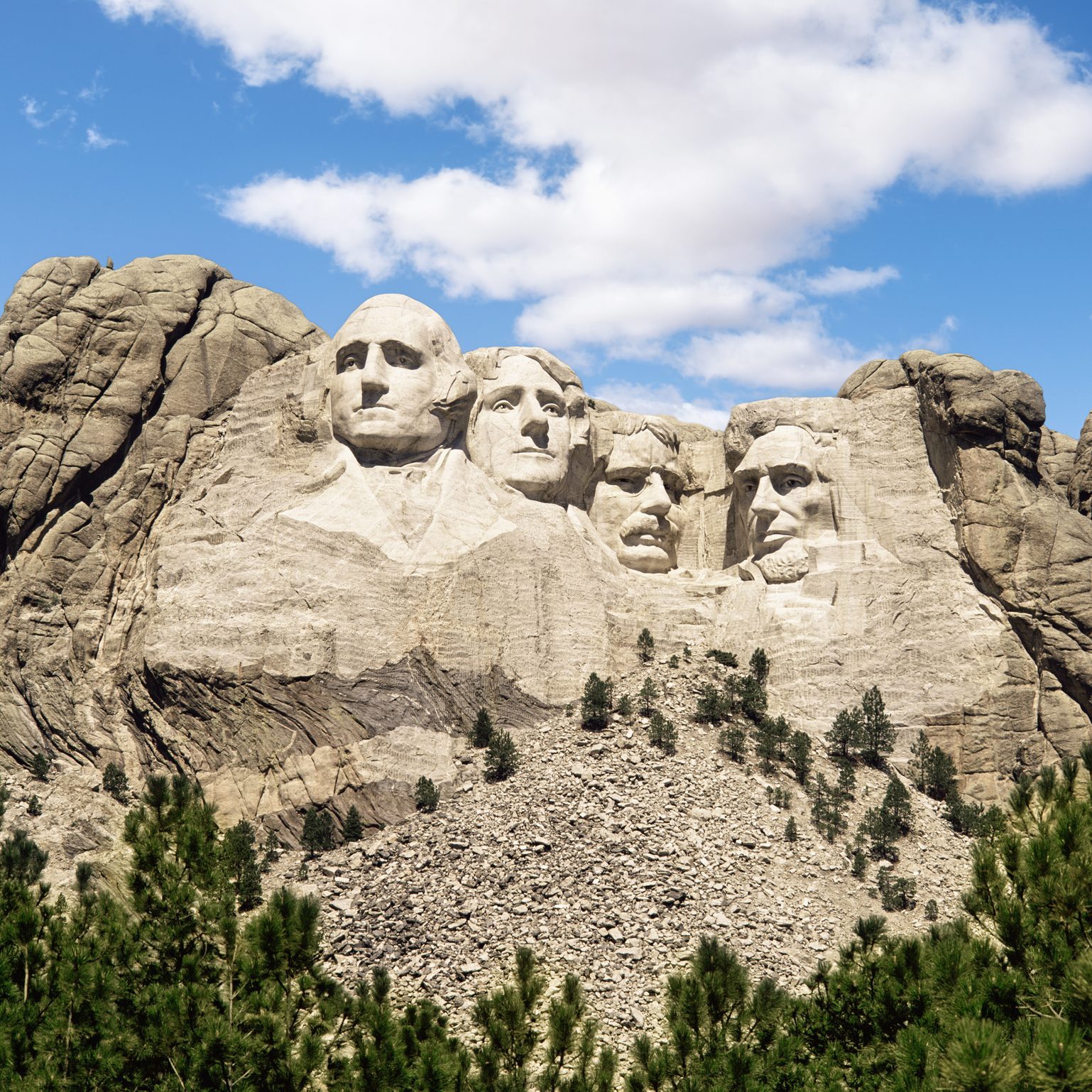 Mount Rushmore monument under blue sky, South Dakota, United States