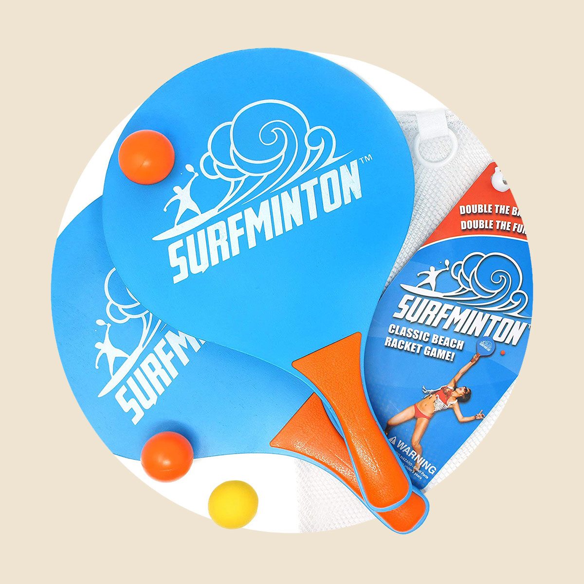 Viahart Surfminton Classic Beach Tennis Wooden Paddle Game Set