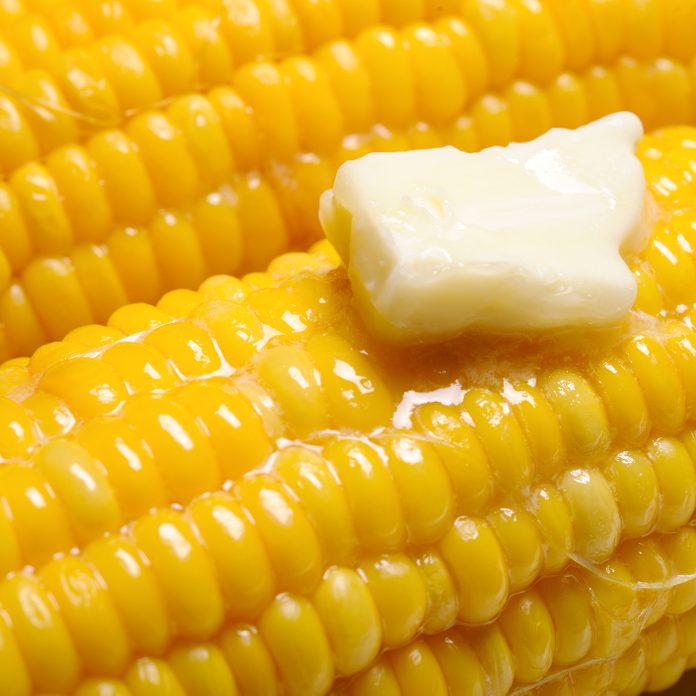 Close up of Cooked Sweet Corn with Melting Butter